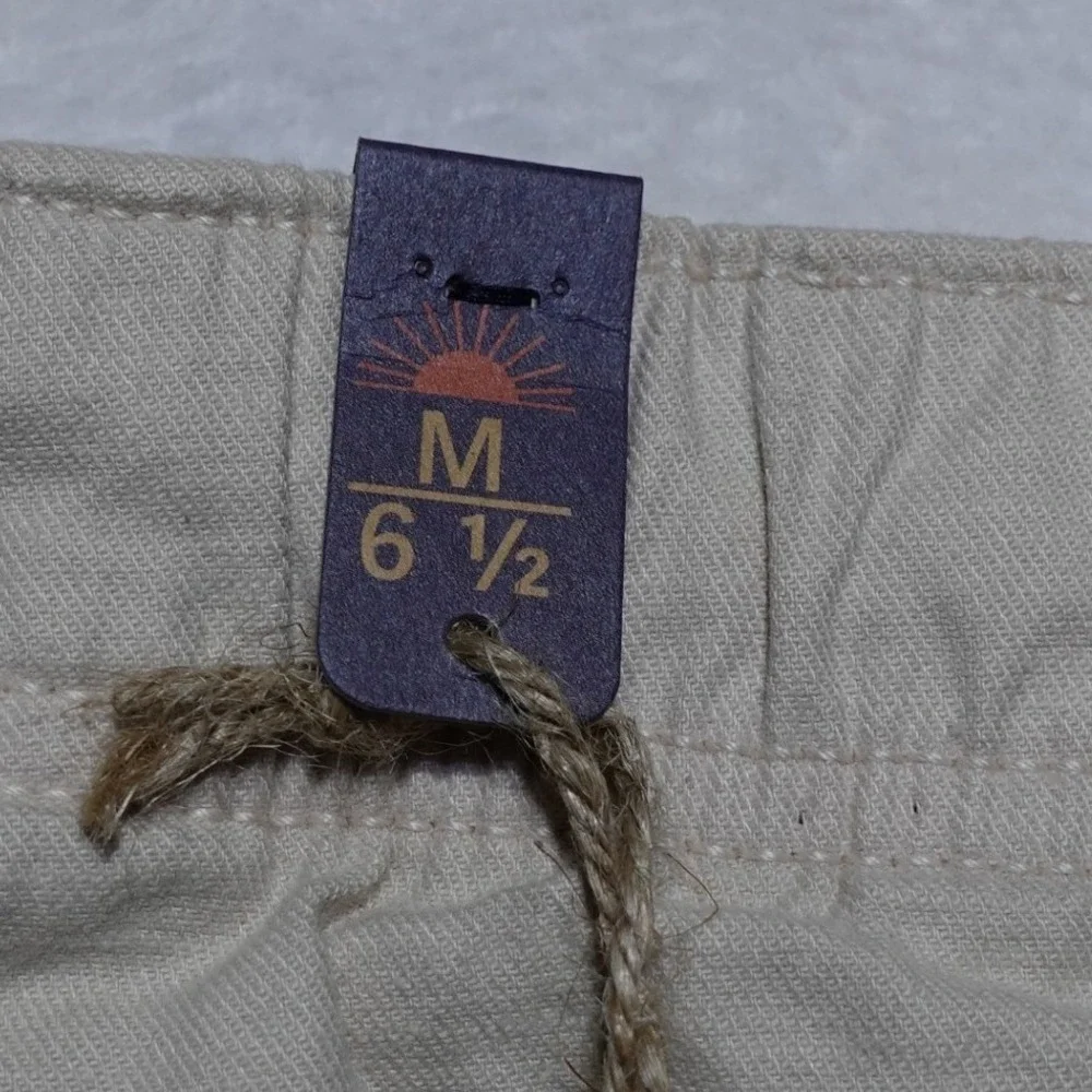 $ 98 Faherty Essential Drawstring Short Men's M Stone Organic Cotton 6.5 Inseam